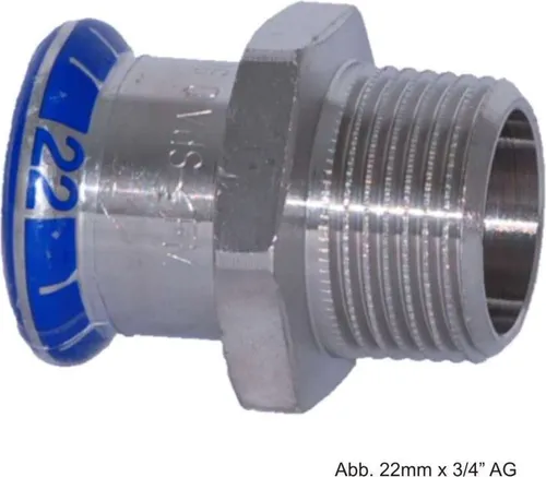 Geberit Mapress Edelstahl Übergangsstück AG, 18mm x 3/4