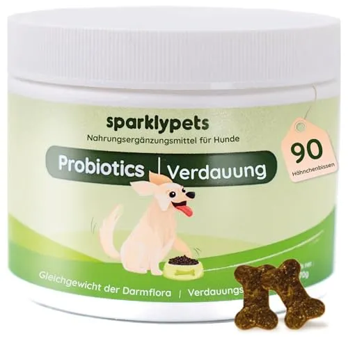 SparklyPets – Probiotika – Verdauung – Nahrungsergänzungsmittel für Hunde – Verdauungskomfort und Darmflora – Präbiotikum und Probiotikum für Hunde – 90 Einheiten, 270g, Hähnchengeschmack