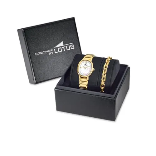 Lotus Damen Analoguhr Edelstahl 316L Gold - Quarzwerk - Hochfestes Mineralglas - Wasserdicht 5 ATM 19013/1-2GETHER