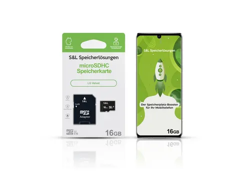 Tec-Expert microSD Karte S&L für LG Velvet Speicherkarte (16 GB, Class 10, microSDHC)