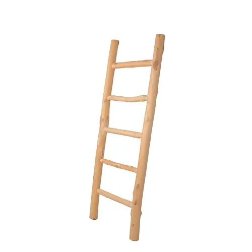 UNUS Dekoleiter Holz 120cm mit 5 Stufen - Handtuchständer aus hochwertigem Eschenholz, ideal als stilvoller Handtuchhalter oder Deko-Element mit Lichterketten. Robust, langlebig und vielseitig einsetzbar für jeden Raum.