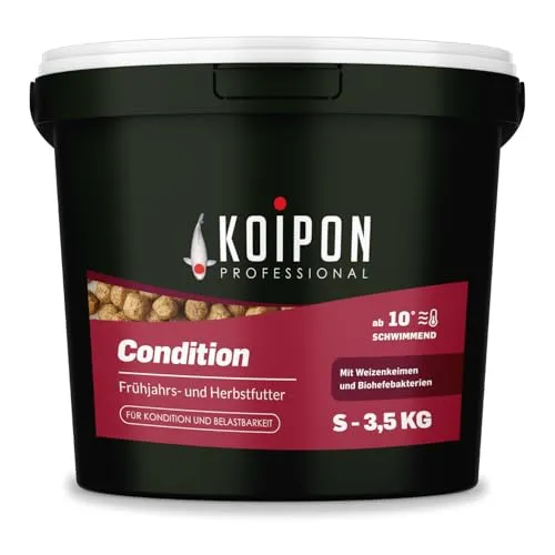 KOIPON Condition 3,5 kg 3mm Fischfutter Pellets für Koi und Goldfische - Premium Teichfutter für Koi und Goldfische, hergestellt in Deutschland. Optimale Nährstoffversorgung und leicht verdauliche Zutaten sorgen für gesunde Fische im Gartenteich, ideal für Frühling und Herbst.