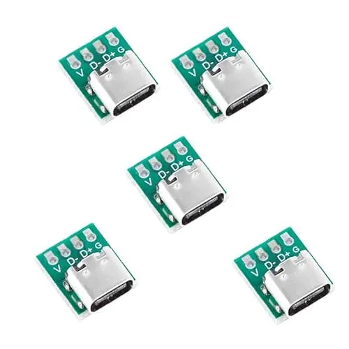 MakerMind 5x USB-C 3.1 Buchse auf Pins Adapterplatine Löten DIY kompatibel mit Arduino, Raspberry Pi