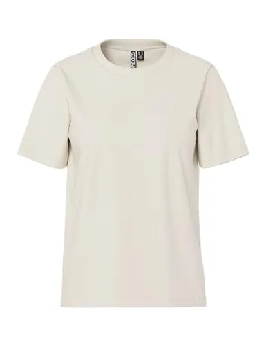 PIECES Damen Pcria Ss Solid Tee Noos Bc, Birch,L von PIECES