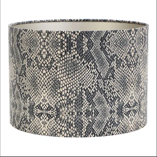 Lampenschirm Zylinder Velours Python Braun für Tischleuchte - Modern gestalteter Lampenschirm aus Velours mit Python-Dekor, ideal für Tischleuchten. Er verleiht jedem Raum eine stilvolle Note und sorgt für eine angenehme Beleuchtung.