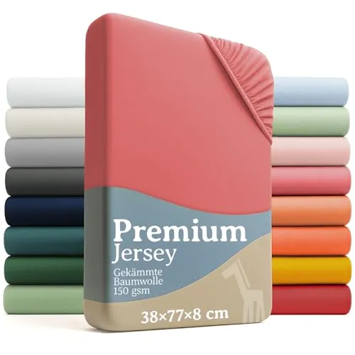 Laleni Premium Spannbettlaken 38x77cm Babywiege oval 2er Set | OEKO-TEX zertifiziertes Spannbettlaken Stubenwagen | Moseskorb Bezug aus Baumwolle | Spannbettlaken Kinderwagen | Baby Bettwäsche Koralle