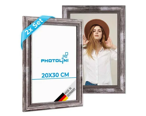 PHOTOLINI Bilderrahmen 2er Set Massivholz-Rahmen im edlen Barock-Design