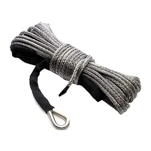 Umisu Seilwinde / Kabelmantel aus Synthetik für 7700 lbs 6 mm x 15 m für ATV UTV SUV Camping Boot 4 x 4 mit Schutzhülle und Haken