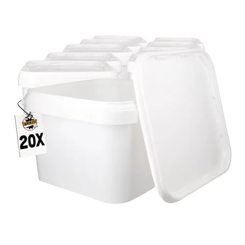 FixedByU Putzeimer Kunststoffeimer eckig mit Deckel 3,5-10,8L, 20-tlg. Set - Praktisches Eimer-Set mit luftdichten, stapelbaren Behältern aus lebensmittelechtem Kunststoff. Ideal zur sicheren Lagerung von Lebensmitteln und Trockenprodukten. Der rutschsichere Griff erleichtert das Auskippen und Verstauen.