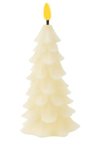 mucHome LED Kerze mit Timer Echtwachs - mit flackerndem Licht Effekt - Echtwachskerze LED batteriebetrieben Weihnachtskerze - 6h Timer - Weihnachten Deko Warmweiß (Tannenbaum 7,5x17cm)