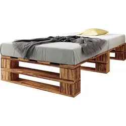 sunnypillow Palettenbett M2 100 x 200 cm in braun von sunnypillow