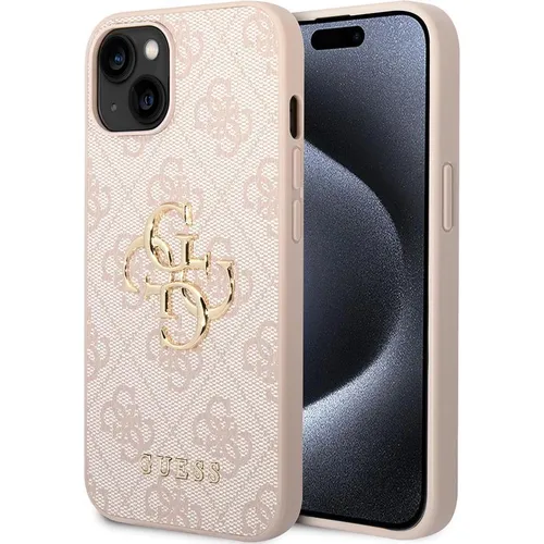 Guess iPhone 15 TPU Hülle Hardcase mit Big Metal Logo - Rosa - Taschen & Schutzhüllen, stylische und schützende TPU-Hülle für iPhone 15 mit auffälligem Big Metal Logo, idealer Schutz und modisches Accessoire in einem.