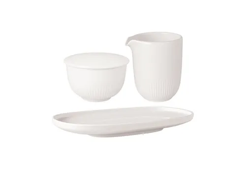 Villeroy & Boch Afina Milch- und Zucker-Set 3-teilig - Milch- und Zucker-Set aus hochwertigem Porzellan, spülmaschinenfest und mikrowellensicher. Verleiht Ihrem Tisch mit eleganten Formen und Reliefstruktur eine besondere Raffinesse.