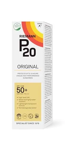 P20 | Original Spray SPF 50+ | 10 Stunden Schutz und hohe Wasserbeständigkeit bietet | Leichtes, transparentes Spray, das einfach aufzutragen ist, schnell trocknet und schweißbeständig ist | 85 ml