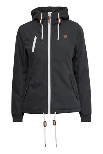 OXMO OXTilda Damen Jacke – Übergangsjacke mit Kapuze - Funktionsjacken, mittelschwer gefüttert mit Kunstlederapplikationen, ideal für den Übergang und nachhaltig produziert.