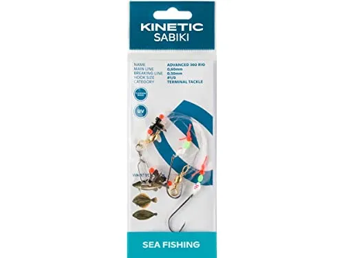 Kinetic Sabiki Advanced 360#1/0 White Glow/Red Stripes