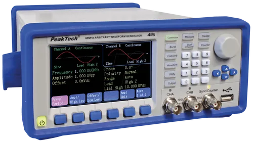 PEAKTECH 4105 Funktionsgenerator DDS 1 µHz - 30 MHz - Hochwertiger Funktionsgenerator mit zwei unabhängigen Ausgangskanälen, ideal für Forschung und Entwicklung. Große TFT-Anzeige und vielfältige Modulationsarten für vielseitige Anwendungen.