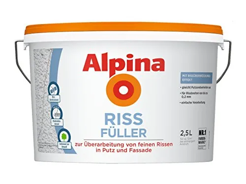 Alpina Rissfüller 2,5 Liter - Weiß Matt - Farben: Ideal zum schnellen Ausbessern von Rissen in Putz und Fassade, leicht zu verarbeiten und ergiebig für bis zu 10 m² pro Anstrich.