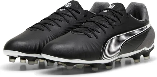 PUMA Unisex King Match FG/AG Fußballschuh, Schwarz Weiß-Kühl Dunkelgrau, 40.5 EU - Leichte Fußballschuhe mit TPU-Außensohle und konischen Stollen, ideal für festen Boden und Kunstrasen, sorgen für perfekten Halt und Komfort.