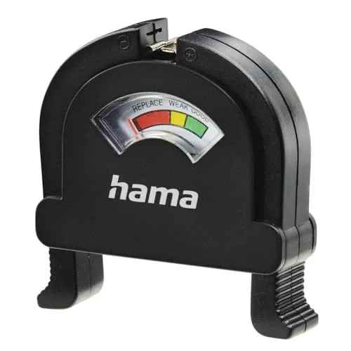 HAMA | Batterieladungsmessgerät (Universal Einweg-oder wiederaufladbares Batteriemessgerät, kompatibel mit 6 Batterietypen), Schwarz