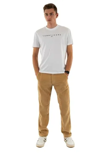 Tommy Jeans TJM Reg Linear Logo Tee EXT Kurzarm-T-Shirt, Herren, Weiß (White), XXL - T-Shirts für Herren, klassisches Design mit linearem Logo, aus regenerierender Baumwolle für optimalen Tragekomfort und Atmungsaktivität an warmen Tagen.