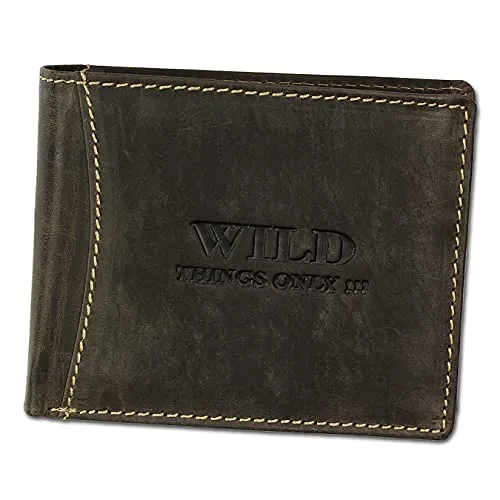 Bag Street Herren Geldbörse Portemonnaie Geldbeutel Rustikal Rindleder Leder 5453, Braun, 12,5 cm x 9,5 cm