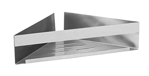 WENKO Turbo-Loc Eckablage Genova Matt - Badezimmerablage aus hochwertigem, rostfreiem Edelstahl, ohne Bohren anbringbar dank cleverem Klebepad-System, ideal für Pflegeprodukte und platzsparend.