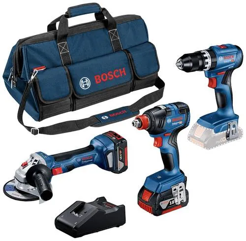Bosch Professional 0615990N31 Werkzeugset Handwerker, Heimwerker, Akkugeräte im Koffer 5teilig - Akkuschrauber Set mit 5 hochwertigen Elektrowerkzeugen, ideal für Profis und Heimwerker, bietet beeindruckende Leistung und optimalen Anwenderschutz.