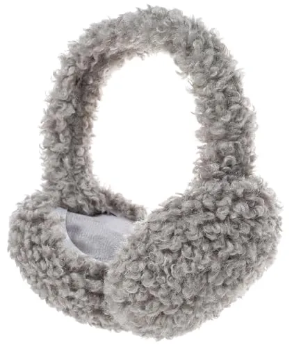 styleBREAKER Damen Ohrenschützer aus Teddyplüsch | Flauschige Earmuffs mit flexiblem Bügel | Warme Teddyfell Ohrenwärmer für Winter Spaziergänge und Freizeit, Farbe:Hellgrau