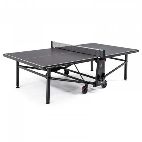 Sponeta Tischtennisplatte SDL Black NEO - Wetterfeste Outdoor-Platte - Outdoor Tischtennisplatte, klappbar und mobil, mit 6mm Melaminharzplatte für gleichmäßige Ballabsprünge. Ideal für Garten und Freizeit, inklusive Netz und Ablagemöglichkeit für Schläger.