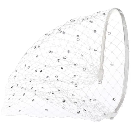 Guyode Mesh Fascinator Schleier, Elegant Tea Party Kopfschmuck, Vintage Spitzenschleier Hut 20er Jahre Damen, Kopfbedeckung Fasching für Frauen und Mädchen, Braut Haarschmuck (Weiß)