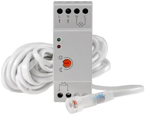 CHILITEC Dämmerungsschalter für Hutschiene mit 5 m Kabel - Effiziente Lichtsteuerung für Innen- und Außenbereich. Der Dämmerungsschalter erkennt Umgebungslicht und schaltet automatisch die Beleuchtung. Flexibles 5 m Kabel für einfache Installation im Verteilerkasten.