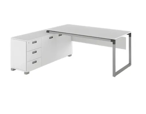 Moderner Eckschreibtisch Weiß aus Holz – Stilvoller Arbeitstisch - Eleganter Eckschreibtisch in Weiß, ideal für Ihr Arbeitszimmer. Mit 3 praktischen Schubladen und stabiler Bauweise für effizientes Arbeiten.