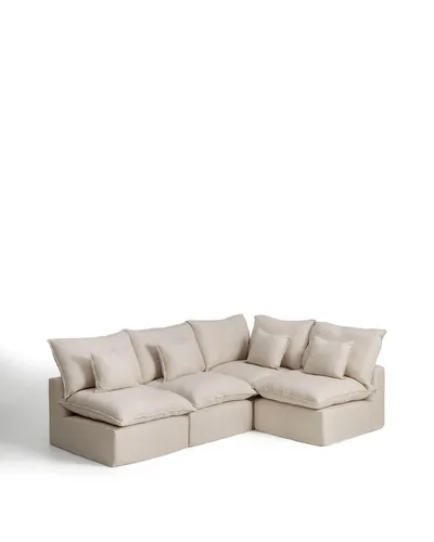 Anarela Modulares 4-Sitzer-Ecksofa - Beige, 287 x 64 x 197 cm - Modulares 4-Sitzer-Ecksofa in modernem Design, ideal für Ihr Wohnzimmer. Bequem gepolstert mit langlebigem Viskose-Leinen-Mix, bietet es optimalen Sitzkomfort und Platz für die ganze Familie.