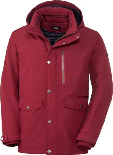 HENSON&HENSON Winterjacke Herren, komplett warmweich wattierter Parka, wasserabweisende Funktionsjacke mit 5.000mm Wassersäule, Rot, Gr. 56