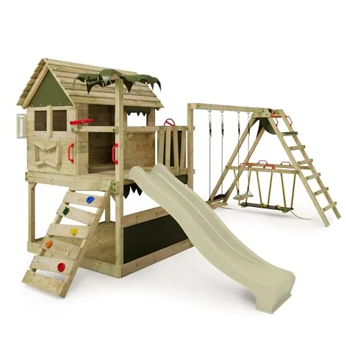 FATMOOSE Spielturm TikaTaka - Abenteuer-Stelzenhaus mit Rutsche und Sandkasten - Spieltürme mit 10 Jahren Garantie* in verschiedenen Varianten – robustes Design, wetterfest und ideal für kreative Abenteuer im eigenen Garten!