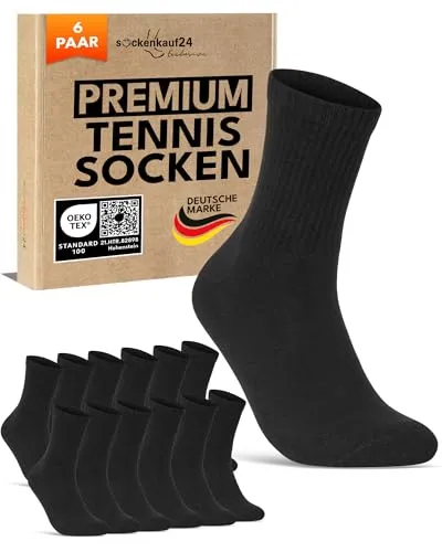 Paar Tennissocken Herren 43-46 Schwarz Sportsocken Atmungsaktiv Herrensocken Baumwolle Retro Crew Socken (Schwarz 43-46) 6