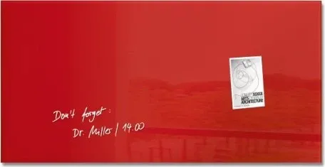SIGEL Glas-Magnettafel artverum® 91,0 x 46,0 cm rot - Diverse – elegante Glas-Magnettafel mit unsichtbarer Metallplatte, ideal für Notizen und kreative Ideen, inklusive Montagematerial und 2 Design-Magneten.