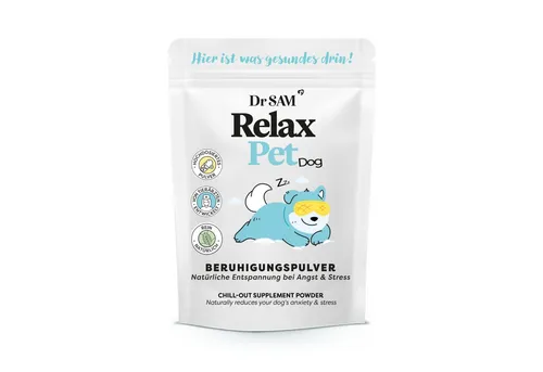 Dr. SAM RelaxPet Dog Beruhigungspulver - Hochdosiertes Pulver zur Unterstützung der Entspannung bei Hunden. Ideal bei stressigen Situationen, für mehr Ruhe im Alltag.