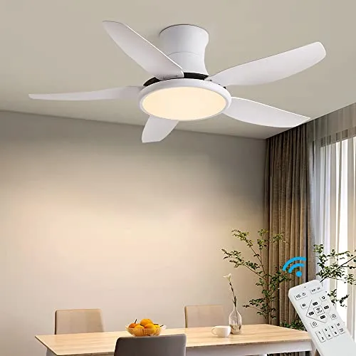 Eurotondisplay SX013-120 Weiß Deckenventilator mit LED Beleuchtung mit Fernbedienung Lichtfarbe/Helligkeit einstellbar 6 Geschwindigkeiten, timer 2 Stunden Sommer-, und Wintermodus 54 W