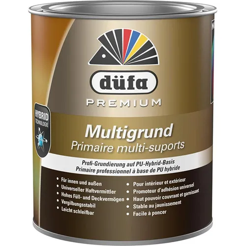 düfa Premium Multigrund 2,5 Liter - Universalgrundierung auf PU-Hybrid-Basis - Vielseitige 3-in-1 Grundierung für Holz, PVC & Mineraluntergründe. Ideal für schwierige Flächen, schnell trocknend und geruchsarm für eine perfekte Basis.