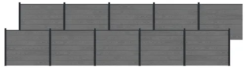 vidaXL Zaunelement 10 Stück WPC und Aluminium Grau - Robustes WPC-Z-Paneel für den Garten, ideal für Privatsphäre und Sicherheit. Wetterbeständig und einfach zu montieren, bietet Flexibilität für individuelle Designs.