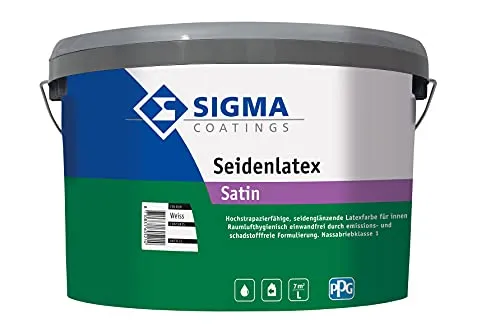 SIGMA Seidenlatex Weiss, 5L - Hochwertige Innenfarbe - SIGMA Seidenlatex Weiss, 5L - Seidenglänzende und wirtschaftliche Kunststoffdispersionsfarbe für ein angenehmes Raumklima. Ideal für kreative Farbgestaltungen und vielseitige Anwendungen.