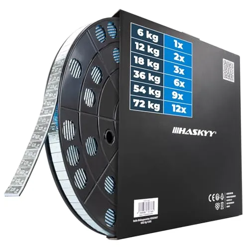 HASKYY 6kg Klebegewichte Wuchtgewichte Rolle 1200x5g Stahlgewichte Verzinkt Kleberiegel mit Abrisskante Auswuchtgewichte für Stahlfelgen & Alufelgen - Kunststoffbeschichtet FE-Klebegewichte