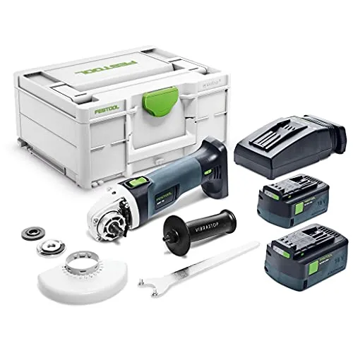 Festool Akku-Winkelschleifer AGC 18-125 5,2 EB-Plus - 576826 - Schleifmaschinen für präzises Arbeiten: Leistungsstarker, bürstenloser EC-TEC Motor mit stufenlos regelbarer Drehzahl von 4.500 bis 8.500 U/min, ideal für Trennarbeiten.