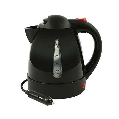 Wasserkocher 12V für Auto - 1 Liter, ideal für Reisen - Wasserkocher für 12V Zigarettenanzünder, perfekt zum Kochen von Kaffee oder Tee unterwegs. 1 Liter Fassungsvermögen, automatische Endabschaltung für sicheres Kochen.