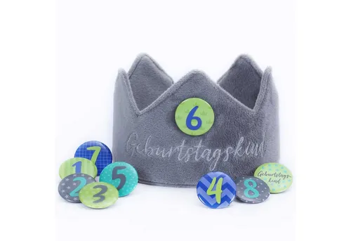 PAPIERDRACHEN Fleecemütze Geburtstagskrone Samt mit Zahlen von Papierdrachen