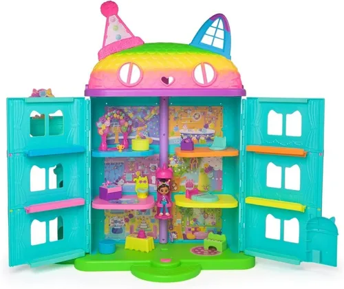 Gabby s Dollhouse Purrfect Party - 15-teiliges Puppenhaus mit Gabby-Figur, interaktive Geräuscheffekte und magische Überraschungen für kreative Kinder ab 3 Jahren