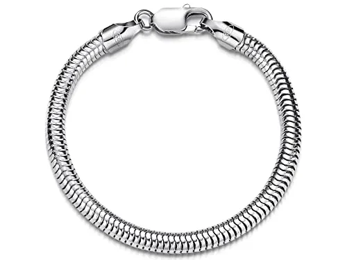 Rundes Schlangenkette Armband 5mm, Länge 22cm - 925 Silber