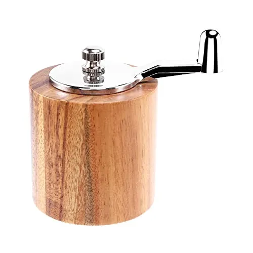 Tsudoku Pfeffermühle, Pfeffermühle aus Holz, mit Kurbel, mit klassischem Griff und Rotor aus Keramik, verstellbar